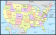 Die Bundesstaaten der USA [Von TUBS - Diese Landkarte enthält Elemente, die von folgender Datei entnommen oder adaptiert wurden:, CC BY-SA 3.0, https://commons.wikimedia.org/w/index.php?curid=19908477]